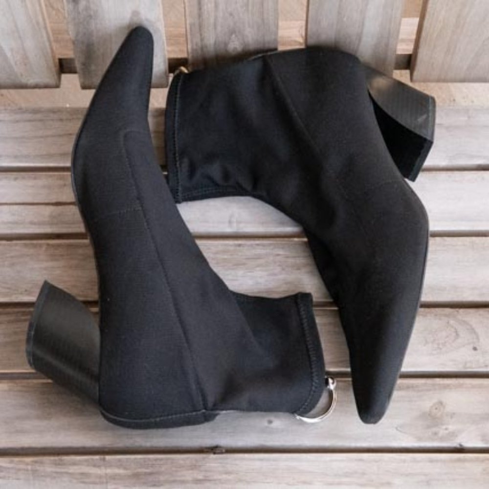 ZARA Black Fabric Booties womens 10